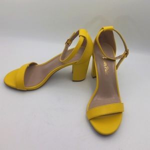 YELLOW CHUNKY SHOW STOPPER HEELS